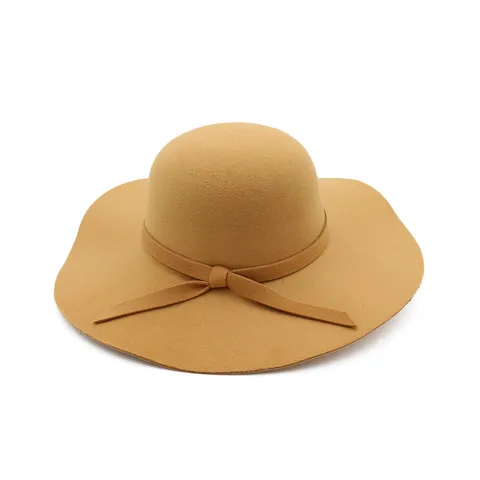 Dames Mode Wolvilt Fedora Hoed Vintage Brede Rand Koepel Strik Cap Elegante Herfst Winter Warme Cloche Hoed