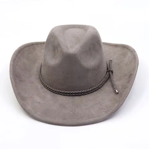 Unisex Wide Brim Suede Cowboy Hat Vintage Fedora Hat Classic Western Cowgirl Hat For Outdoor Travel Fashion Daily Wear