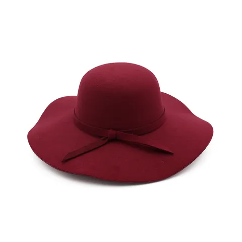 Dames Mode Wolvilt Fedora Hoed Vintage Brede Rand Koepel Strik Cap Elegante Herfst Winter Warme Cloche Hoed