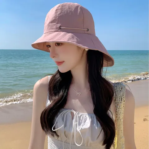 Chapeau de Soleil à Large Bord pour Femmes Été Plage Protection UV Pliable Voyage Casual Respirant Nœud Chapeau Extérieur