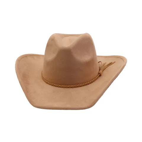 Faux Suede Fedora Hat Wide Brim Cowboy Hat With Tassel Boho Jazz Hat Unisex Western Hat Stylish Fashion Cap