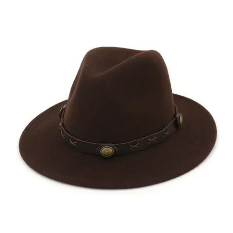 Unisex Wide Brim Fedora Hat Pure Wool British Vintage Jazz Cap With Leather Strap Men Women Fall Winter Fashion Hat
