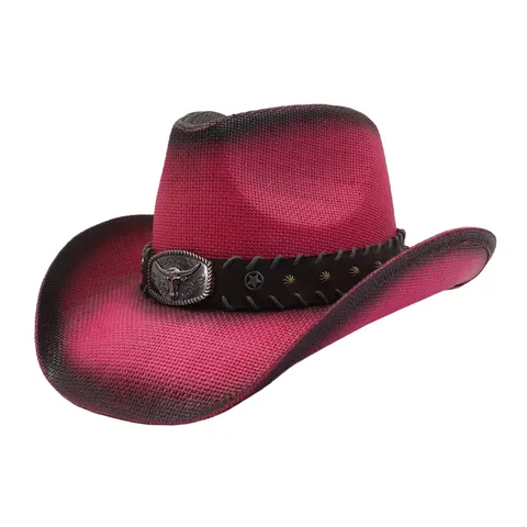 Unisex Western Cowboy Hat Wide Brim Straw Sun Hat Retro Gradient Beach Cap Fashion Summer Headwear For Men Women