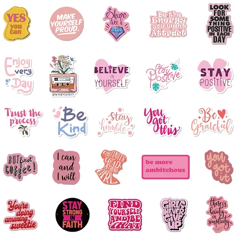 Autocollants Phrases Inspirantes Citations Positives Décalcomanies Pour Ordinateur Portable Journal Étui De Téléphone PVC Imperméable Papeterie