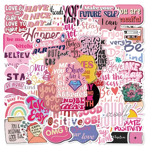 Autocollants Phrases Inspirantes Citations Positives Décalcomanies Pour Ordinateur Portable Journal Étui De Téléphone PVC Imperméable Papeterie