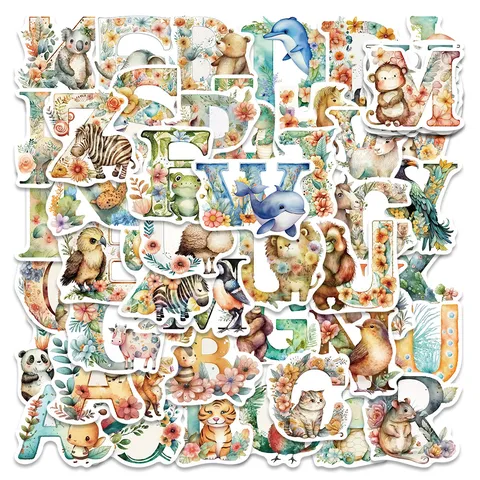 Cute Animal Letter Waterproof Vinyl Stickers Aesthetic Graffiti Decals For Laptop Water Bottle Guitar Notebook