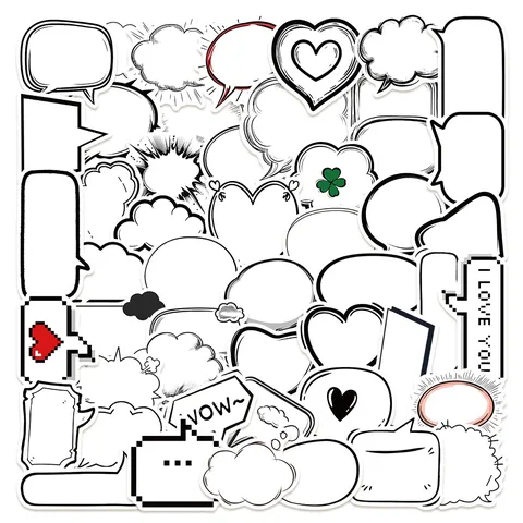 Schwarz Und Weiss Blasen Album Aufkleber Sprechblase Niedliche Graffiti Abziehbilder Für Tagebuch Notizbuch DIY Dekoration