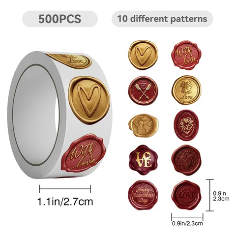 Retro Wax Seal Roll Stickers Waterproof Adhesive Decorative Decals For Journal Notebook Water Bottle DIY Craft