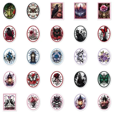 Gothic Vintage Stamp Graffiti Stickers Dark Aesthetic Decals Waterproof Vinyl For Notebook Phone Case Luggage