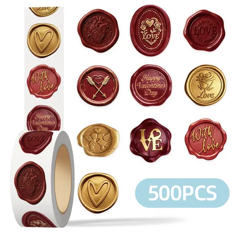 Retro Wax Seal Roll Stickers Waterproof Adhesive Decorative Decals For Journal Notebook Water Bottle DIY Craft