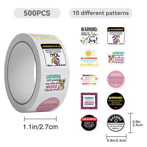 Rollo de Pegatinas de Advertencia Divertidas Calcomanías Adhesivas Para Portátil Equipaje Sobre Álbum de Recortes Papelería Decorativa Linda
