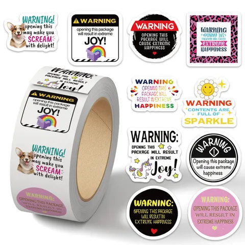 Rollo de Pegatinas de Advertencia Divertidas Calcomanías Adhesivas Para Portátil Equipaje Sobre Álbum de Recortes Papelería Decorativa Linda