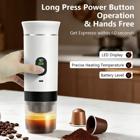 Portable Electric Coffee Maker Wireless Fast Charging Espresso Maker 3 In 1 Capsule Coffee Machine For Travel Office Car