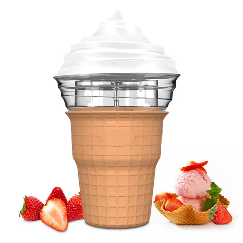 Mini Gelatiera Automatica in Acciaio Inossidabile Macchina Elettrica per Yogurt e Coni Macchina per Dessert Domestica Marrone Scuro