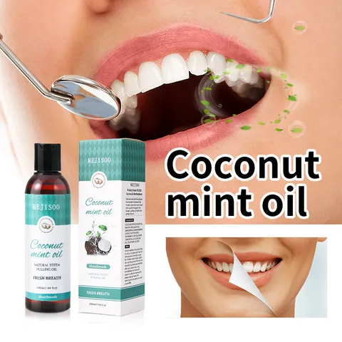 Coconut Mint Mouthwash Natural Teeth Pulling Oil Fresh Breath Oral Care Liquid Daily Cleaning Mouth Wash