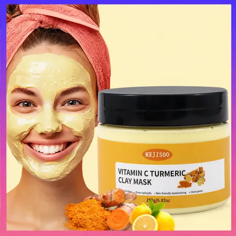 Vitamin C Turmeric Clay Mask Deep Cleansing Pore Minimizer Moisturizing Facial Mud Mask Skin Care For Women And Men