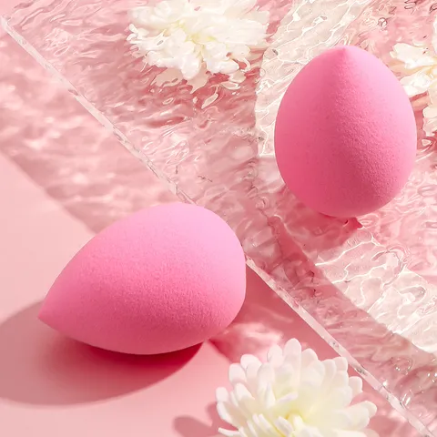 Roze Druppel Make-up Spons Zachte Latexvrije Cosmetische Puff Nat En Droog Dubbel Gebruik Gezicht Foundation Blender Beauty Tool