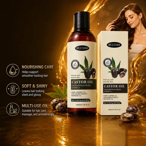 Huile de Ricin Pure pour Soin des Cheveux et de la Peau Huile Végétale Bio Pressée à Froid Huile de Massage Corporel Hydratante