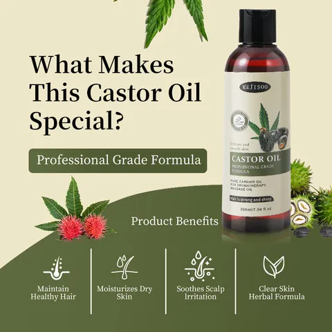 Pure Castor Oil For Hair And Skin Care Organic Cold Pressed Carrier Oil Natural Moisturizing Body Massage Oil