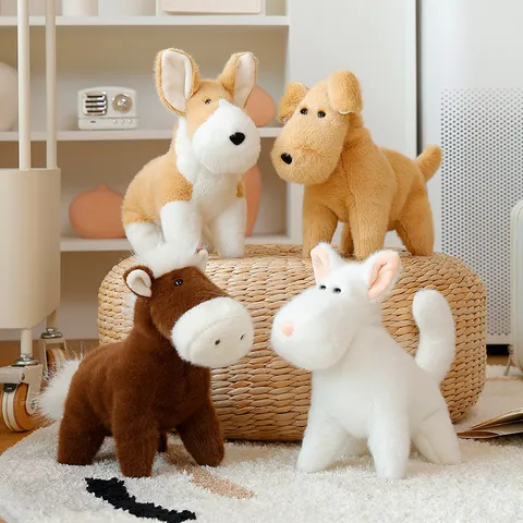 Cute Stuffed Animal Plush Toy Corgi Golden Retriever Puppy Doll Soft Simulation Horse Desktop Ornament Gift