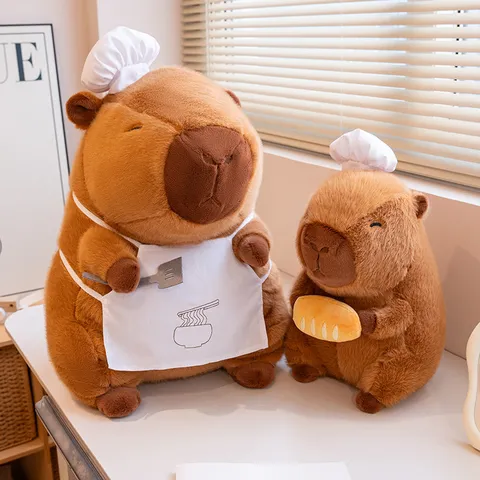 Cute Capybara Plush Toy Chef Bread Spatula Stuffed Animal Doll Soft Pillow Birthday Gift for Kids and Adults