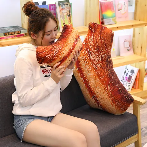 Almohada de Peluche de Panceta de Cerdo de Simulación Creativa Cojín de Carne Estofada Divertida Juguete de Comida Suave