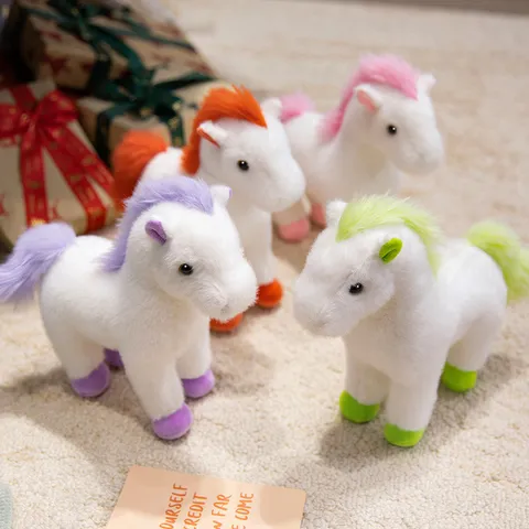 Cute Pony Plush Toy Stuffed Animal Soft Cartoon Horse Doll Children Companion Pillow Home Decor Birthday Gift