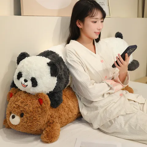 Cute Plush Animal Long Pillow Panda Elephant Bear Rabbit Cuddling Leg Pillow Soft Stuffed Doll Birthday Gift