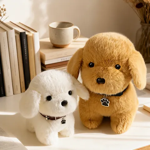 Simulation Standing Teddy Dog Plush Toy Cute Puppy Stuffed Animal Doll Kids Accompanying Soft Toy Home Decor Gift