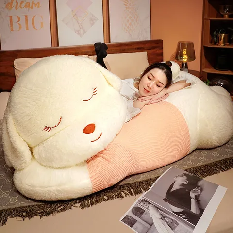 Giant Stuffed Dog Plush Toy Cute Sleeping Puppy Doll Soft Pillow With Sweater Birthday Gift For Kids And Girls