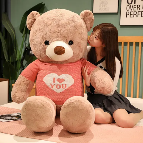 Large Sweater Teddy Bear Plush Toy Cute Stuffed Animal Soft Cuddling Doll Birthday Gift