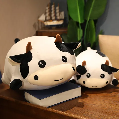 Morbido Peluche Mucca Animale Stuffed Nero e Bianco Ragdoll Cuscino Letto