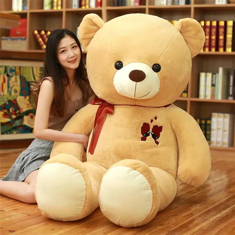Large Cute Couple Ribbon Teddy Bear Plush Toy Stuffed Animal Hugging Bear Doll Valentine Wedding Gift