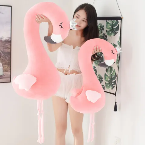 Cute Crown Flamingo Plush Toy Stuffed Animal Pillow Soft Down Cotton Hugging Cushion Hand Warmer Home Decor