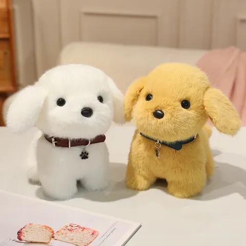 Simulation Standing Teddy Dog Plush Toy Cute Puppy Stuffed Animal Doll Kids Accompanying Soft Toy Home Decor Gift