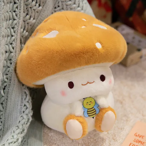 Style Japonais Mignon Abeille Champignon Peluche Douce Animal En Peluche Poupée Kawaii Oreiller Câlin Cadeau Enfant