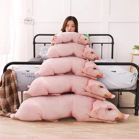 Creative 3D Simulation Pig Long Plush Toy Stuffed Animal Pillow Cute Funny Doll Soft Cushion Home Decor Birthday Gift