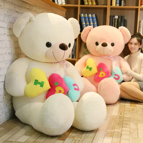San Valentino Gigante Tenente Cuore Orsacchiotto Giocattolo di Peluche Carino Bambola Animale Stimbito Morbido Regalo