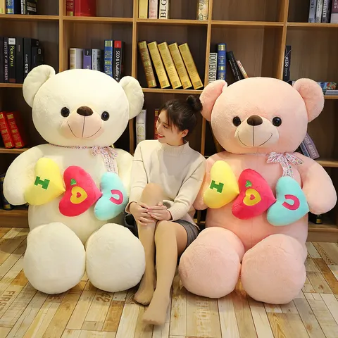 San Valentino Gigante Tenente Cuore Orsacchiotto Giocattolo di Peluche Carino Bambola Animale Stimbito Morbido Regalo
