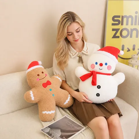 Weihnachten Plüschtier Gestopft Puppe Festlich Schneemann Lebkuchenmann Kissen Zuhause Feiertag Party Dekoration Geschenk