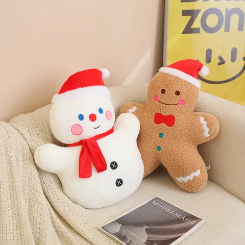 Weihnachten Plüschtier Gestopft Puppe Festlich Schneemann Lebkuchenmann Kissen Zuhause Feiertag Party Dekoration Geschenk