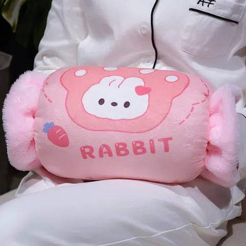 Cuscino Scaldamani in Peluche a Forma di Caramella Carino Animale Cartoon Ufficio Pisolino Cuscino Caldo Regalo