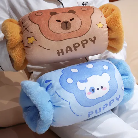 Cuscino Scaldamani in Peluche a Forma di Caramella Carino Animale Cartoon Ufficio Pisolino Cuscino Caldo Regalo