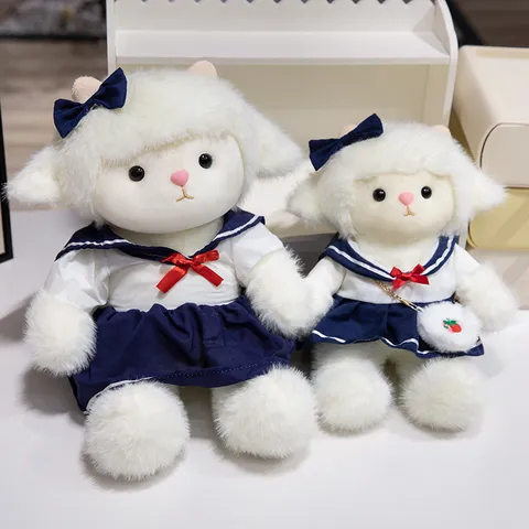 Cute Floral Dress Little Sheep Plush Toy Stuffed Animal Soft Baby Doll Children Companion Comfort Toy