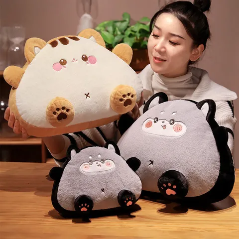Lindo Gato Bola de Arroz Almohada de Peluche Dibujos Animados Animal Juguete de Peluche Suave Algodón PP Cojín de Cama para Niños Niñas Regalo de Cumpleaños
