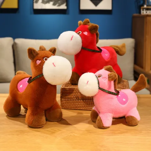 Cute Rainbow Pony Plush Toy Stuffed Animal Soft Cartoon Horse Doll PP Cotton Filled Pillow For Kids Gift