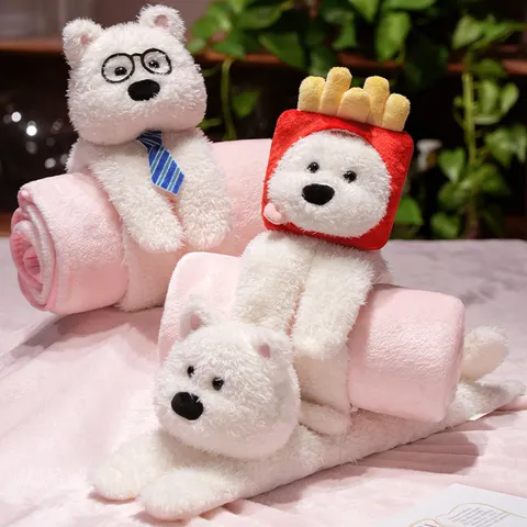 Kids Cute Cartoon Animal Plush Doll Roll Up Blanket Portable Office Travel Flannel Blanket Warm Soft Blanket Toy Gift