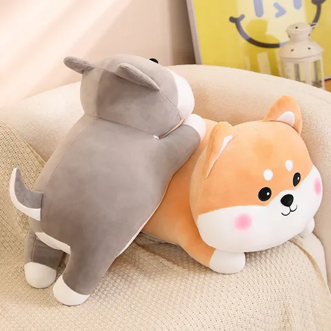 Cute Husky Shiba Inu Plush Toy Long Hugging Pillow Stuffed Animal Soft Body Pillow For Girls Bed Sleep Cushion