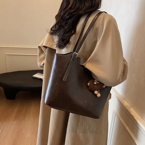Retro Damen Große Kapazität Tote Bag Oxford Gewebe Lässig Pendeln Umhängetasche Mode Handtasche Mit Anhängern