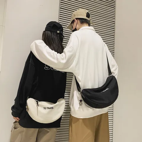 Ins Casual Tela Borsa a Tracolla Grande Capacità Borsa a Spalla Trendy Urbano Minimalista Messenger Bag Per Uomini E Donne